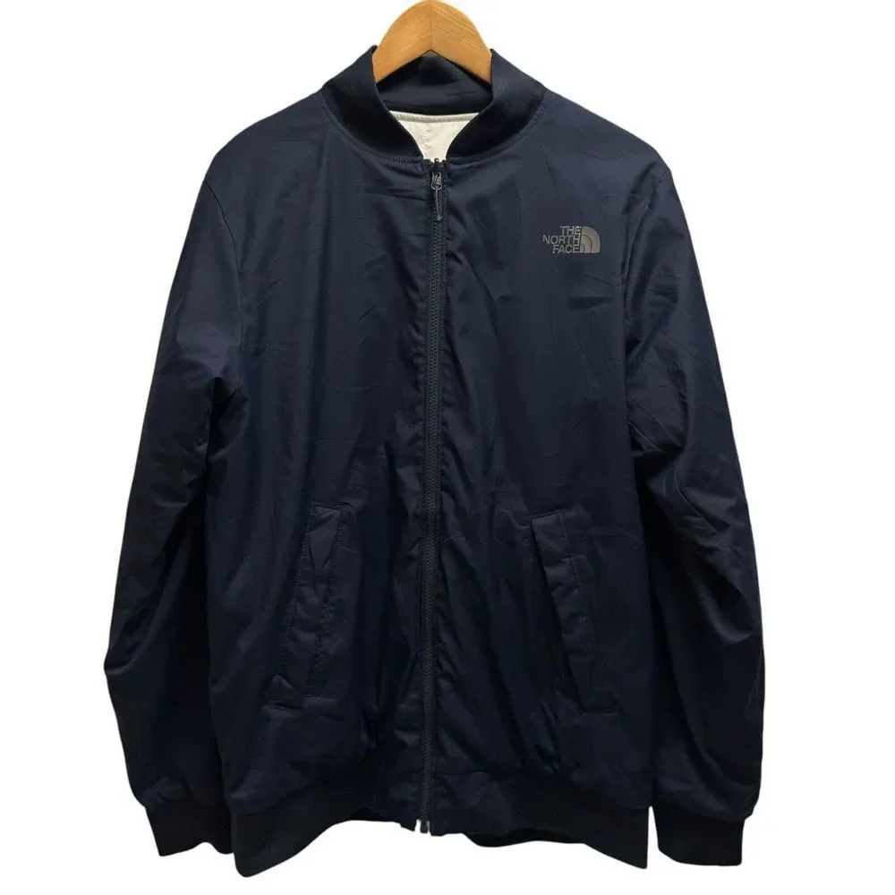 The North Face Men's Sz M Full Zip Reversible Navy/White Bomber Insulated Jacket